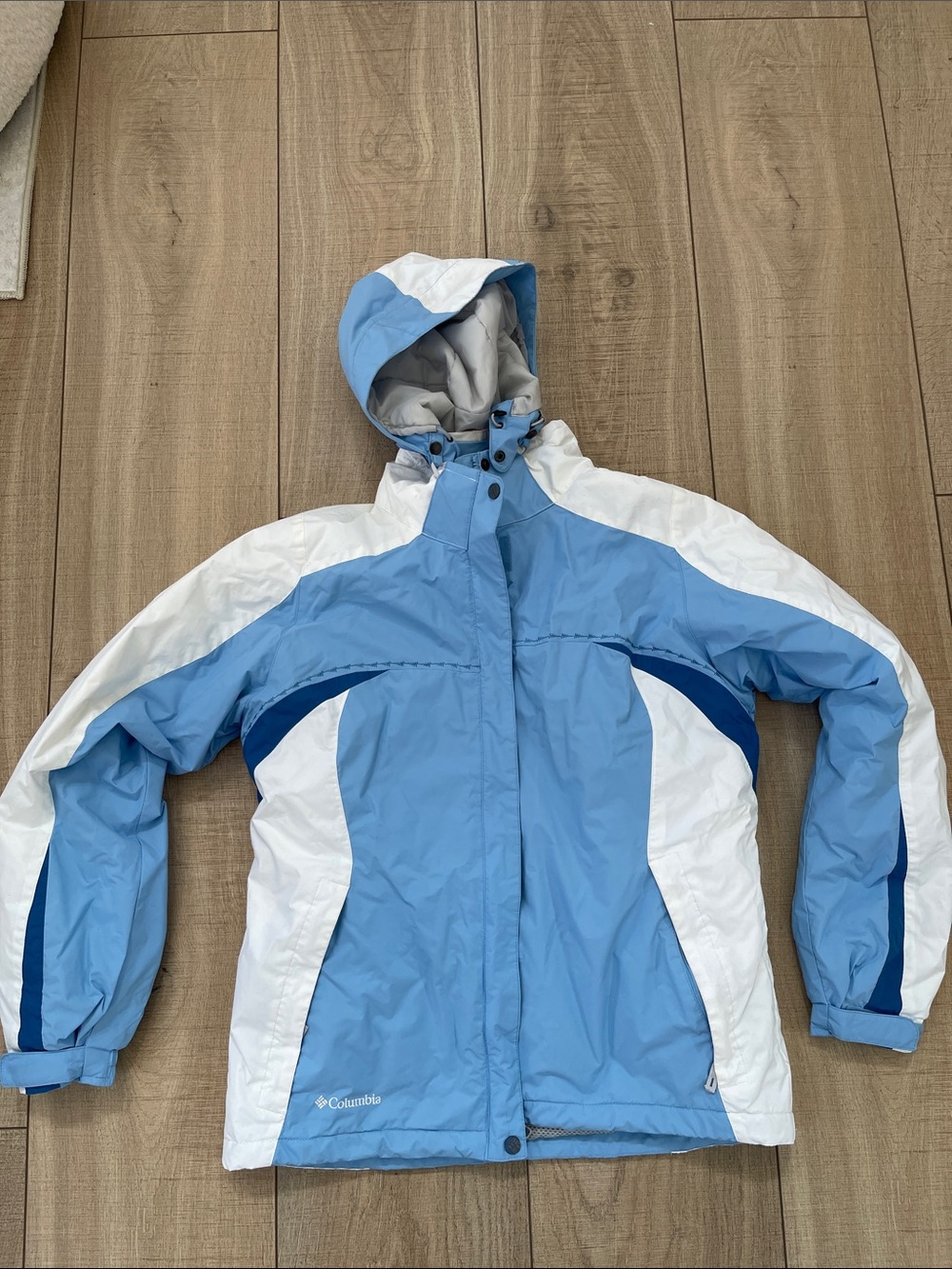Columbia Waterproof Light Blue Hooded Snow Ski Snowboarding Jacket Size Medium